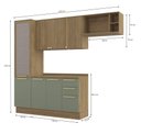 Ver imagem 3 de Armário de Cozinha Modulada Completa Reta 5 Peças 2,50m Botanic Kappesberg - Nogueira/Verde Oliva