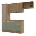 Ver imagem 3 de Armário de Cozinha Modulada Completa Reta 5 Peças 2,50m Botanic Kappesberg - Nogueira/verde Oliva