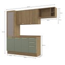 Ver imagem 4 de Armário de Cozinha Modulada Completa Reta 5 Peças 2,50m Botanic Kappesberg - Nogueira/verde Oliva