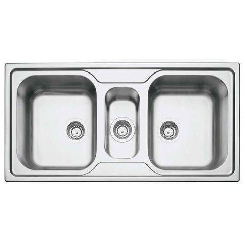 Cuba de Sobrepor Tramontina Polaris 2c 34 R em Aço Inox com Acabamento Pré-polido 123x43 Cm com 2 Cu
