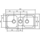 Ver imagem 3 de Cuba de Sobrepor Tramontina Polaris 2c 34 R em Aço Inox com Acabamento Pré-polido 123x43 Cm com 2 Cu