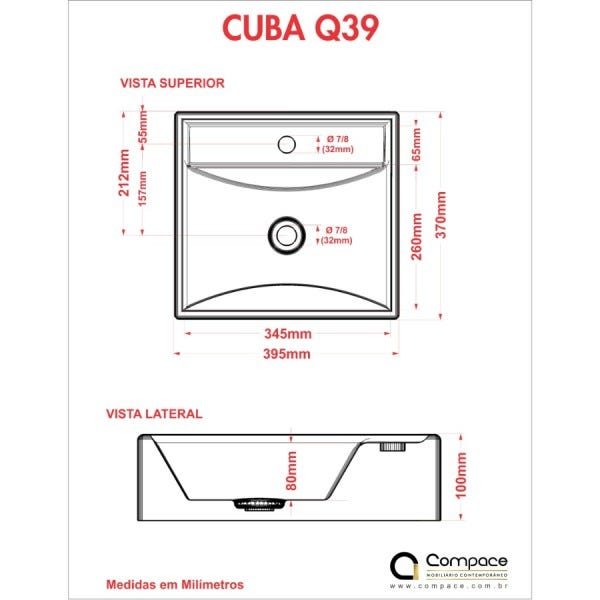 CUBA APOIO QUADRADA Q39W (RAVENA) CINZA - 3