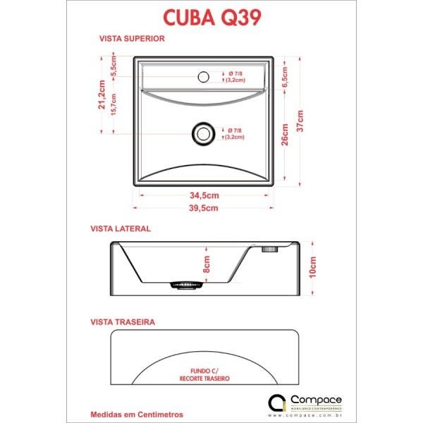CUBA APOIO QUADRADA Q39W (RAVENA) CINZA - 4