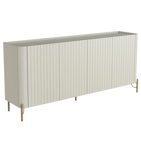 Aparador Buffet Sala de Jantar 4 Portas Brise Pés Industrial Dourado Naim I03 Luna - Lyam Decor