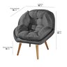 Poltrona Decorativa Sênior Suede Premium Pés de Madeira Cinza:grafite - 3