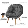 Poltrona Decorativa Sênior Suede Premium Pés de Madeira Cinza:grafite - 4