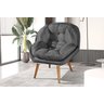 Poltrona Decorativa Sênior Suede Premium Pés de Madeira Cinza:grafite - 1
