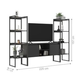 Rack com Estante Industrial Cubic Preto Onix - 2 Rack com Estante Industrial Cubic Preto Onix - 2