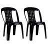 Kit 2 Cadeiras de Plástico Preta com Encosto Vime Empilhável - 1