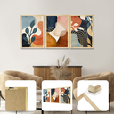 Ver imagem 1 de Kit 3 Quadros Decorativos 43x63 Plantas Colorido Folhagens com Moldura Pinus