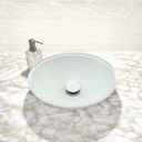 Ver imagem 5 de Cuba de Banheiro Pia Sobrepor Vidro Redonda Branca 35cm e Valvula Click Ceramica Inox para Pia lavab