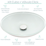 Cuba de Banheiro Pia Sobrepor Vidro Redonda Branca 35cm e Valvula Click Ceramica Inox para Pia lavab - 6