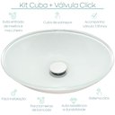 Ver imagem 6 de Cuba de Banheiro Pia Sobrepor Vidro Redonda Branca 35cm e Valvula Click Ceramica Inox para Pia lavab
