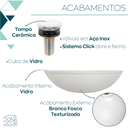 Ver imagem 4 de Cuba de Banheiro Pia Sobrepor Vidro Redonda Branca 35cm e Valvula Click Ceramica Inox para Pia lavab