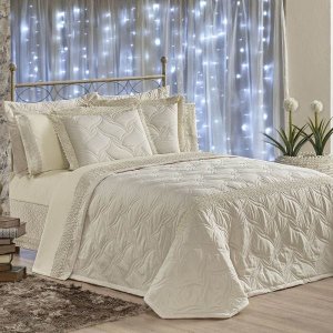 Kit Cobre Leito Casal Super King Royalle Alto Padrão Microfibra Peletizada 7 Peças - Bege