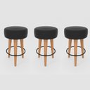 Ver imagem 1 de Kit 3 Banqueta Média Cozinha 60cm Estofada Preto Madeira Maciça Urban