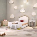 Ver imagem 1 de Cama Infantil Montessoriana com Escadinha Solteiro Ayla Branca e Natural + Luminária Led