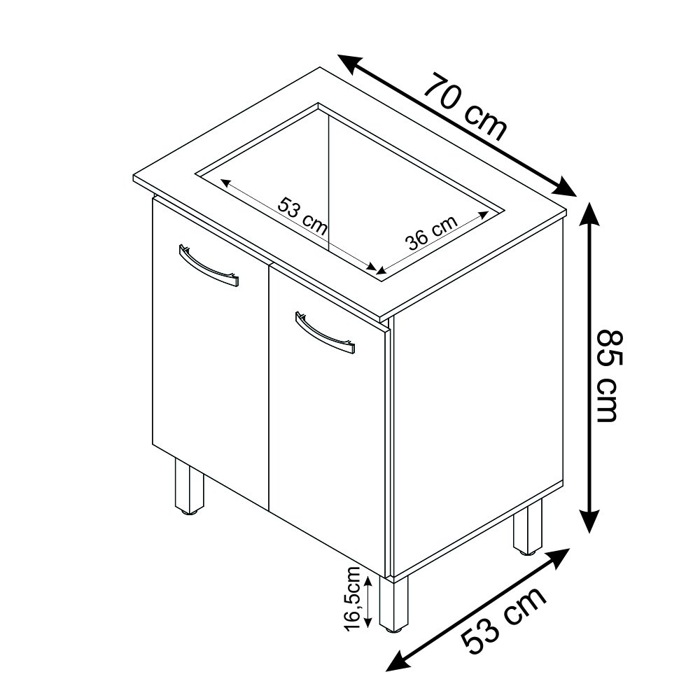 Balcão Gabinete de Cozinha para Fogão Cooktop Jade 4 Bocas Moblis Móveis Savana e Preto - 2