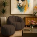 Ver imagem 2 de Puff Decorativo Orgânico Fixo Nuvem Veludo Marrom - Loja Sheep