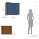 Ver imagem 3 de Armário Aéreo 2 Portas 80 cm Pérola Yescasa Azul/Freijó