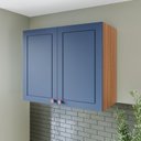 Ver imagem 1 de Armário Aéreo 2 Portas 80 cm Pérola Yescasa Azul/Freijó