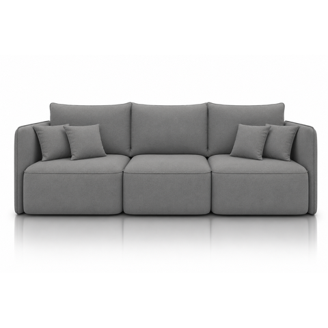 Sofá Modular Búzios - Conforto, Versatilidade e Design Contemporâneo:Veludo Cinza/2,90 sem Chaise