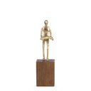 Ver imagem 1 de Escultura Decorativa Pessoa em Madeira e Metal Dourado 28cm 21897 Mart