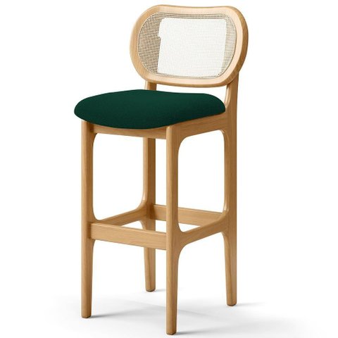 Banqueta Alta para Cozinha Bancada Sala Tela Betta Fixa L02 Bouclê Verde - Lyam