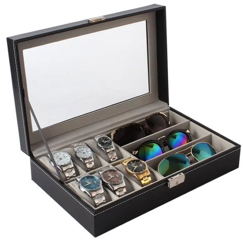 Porta Relogio Luxo Oculos de Sol Pulseira Estojo Expositor Caixa Oganizador Penteadeira Armario Mesa