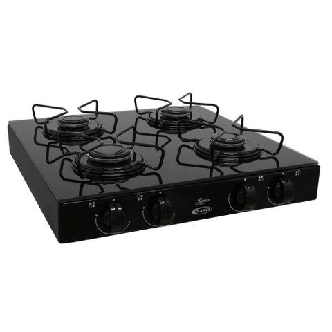 Fogão Gás Manual Junior 4 Bocas Glass Arr Preto Clarice
