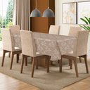 Ver imagem 1 de Toalha De Mesa De 4 Lugares Tecido Jacquard Quadrada: Bege