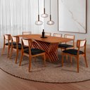 Ver imagem 1 de Conjunto Sala de Jantar Mesa Venus Tampo 220cm Laminado Barril e 8 Cadeiras Viena