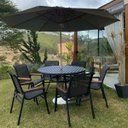 Ver imagem 2 de Jogo de Mesa 1,20m Ripado + 4 Cadeiras Praia Tela Sling - Preto