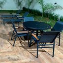 Ver imagem 6 de Jogo de Mesa 1,20m Ripado + 4 Cadeiras Praia Tela Sling - Preto