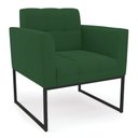 Ver imagem 3 de Kit 1 Sofá Namoradeira e 1 Poltrona Elisa Veludo Base Metálica Industrial Preto - D'Rossi Verde