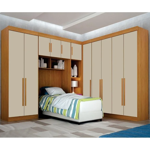 Modulado Solteiro Orion 100%MDF Cinamomo/Off - Leifer Móveis