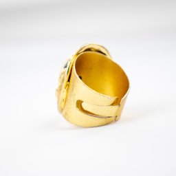 Anel Ajustável Búzios Preto Verm 3,3 Cm Dourado em Metal - 3