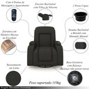 Ver imagem 3 de Poltrona do Papai Reclinável Giratória e Balanço Sala de Cinema Crihs com Massagem e Aquecimento Linho Chumbo G23 - Gran Belo