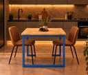 Ver imagem 4 de Mesa de Jantar Reforçada Industrial 170x60cm Tampo Bege Pés Azul
