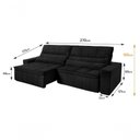 Ver imagem 2 de Sofá Retrátil Reclinável Supremo 2,70m Suede Velut Preto Molas no Assento - King House