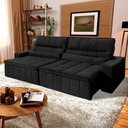 Ver imagem 1 de Sofá Retrátil Reclinável Supremo 2,70m Suede Velut Preto Molas no Assento - King House