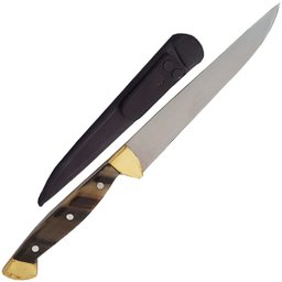 Faca Peixeira Artesanal 5" Aço Inox Cabo de Chifre e Metal Bainha Preta - 1 Faca Peixeira Artesanal 5" Aço Inox Cabo de Chifre e Metal Bainha Preta - 1