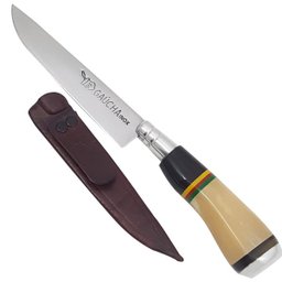 Faca Gaúcha 5" Inox Cabo Osso e Chifre com Bainha de Couro - 1 Faca Gaúcha 5" Inox Cabo Osso e Chifre com Bainha de Couro - 1