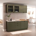 Ver imagem 4 de Cozinha Compacta Modulada 7 Portas 3 Gavetas 100% MDF 1 Tampo Sevilha Verde/Hill