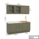 Ver imagem 3 de Cozinha Compacta Modulada 7 Portas 3 Gavetas 100% MDF 1 Tampo Sevilha Verde/Hill