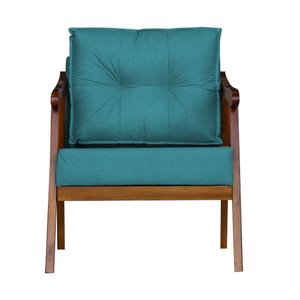 Poltrona Cadeira Vitoria Base Reforçada Veludo Azul Turquesa