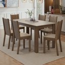 Ver imagem 1 de Conjunto Sala de Jantar Dolce Mesa Tampo de Madeira 6 Cadeiras Rustic/Crema/Sintético Bege Madesa