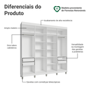 Ver imagem 5 de Guarda-roupa Closet com Pés 4 Gavetas 216cm Branco Venus Madesa