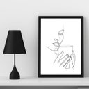 Ver imagem 1 de Quadro Minimalista Mulher Bebendo café 24x18cm:madeira Preta