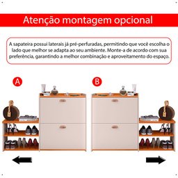 Banco Sapateira 2 Gaveta Prateleira Calçados Quarto Hall Entrada Retrô Off White/cinamomo - Rpm - 7